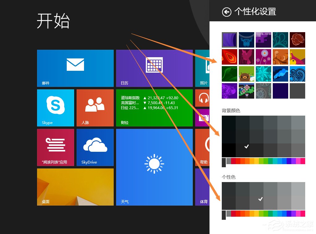 Win8.1开始屏幕背景怎么设置？