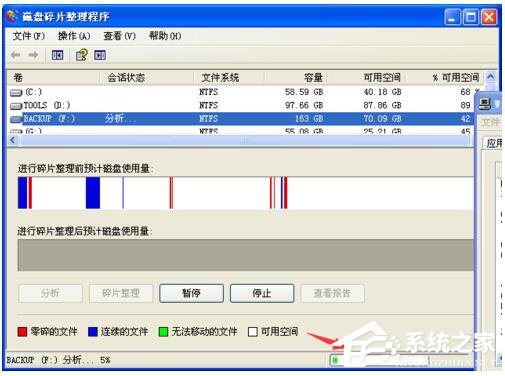 WinXP磁盘碎片整理程序检测到Chkdsk计