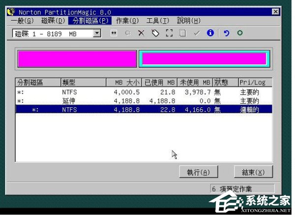 WinXP用深度技术PQ8.05对硬盘进行分区